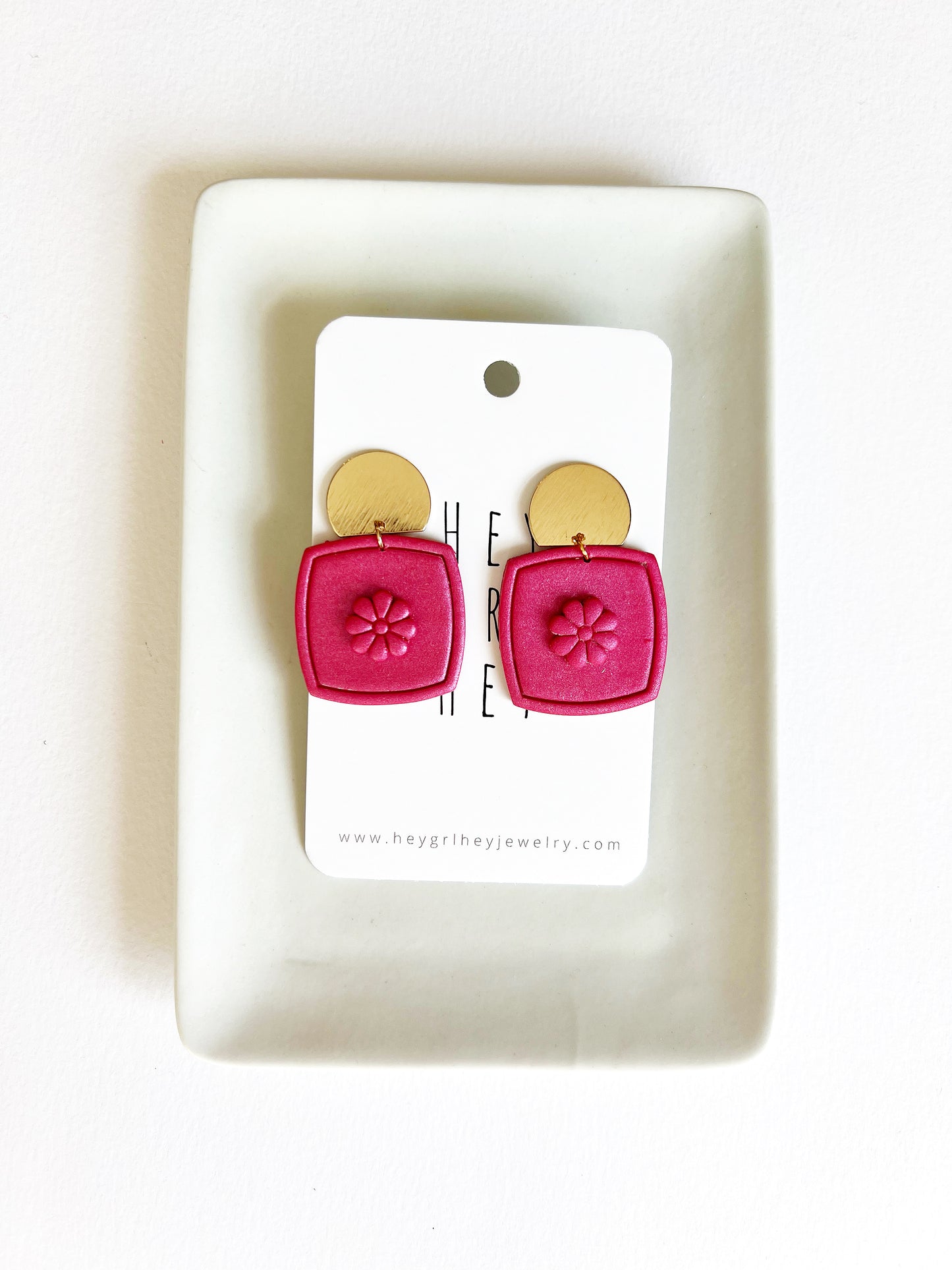 The Arabella Flower Earrings in Fuchsia