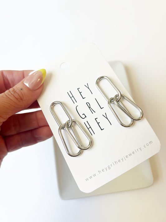 The Silver Double Chain Earrings