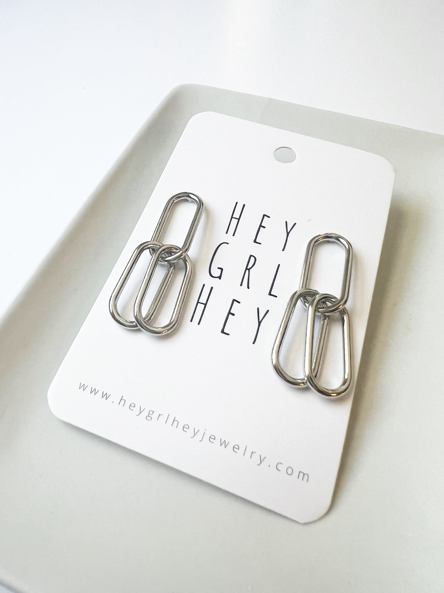The Silver Double Chain Earrings