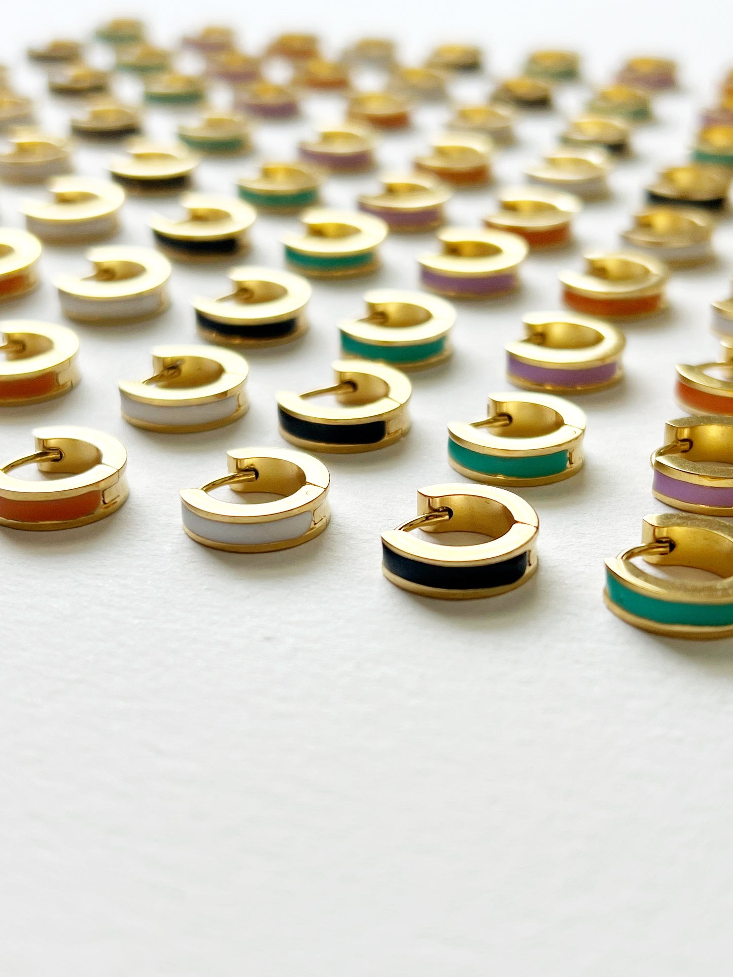 Small Colorful Enamel Hoop Huggies/Earrings