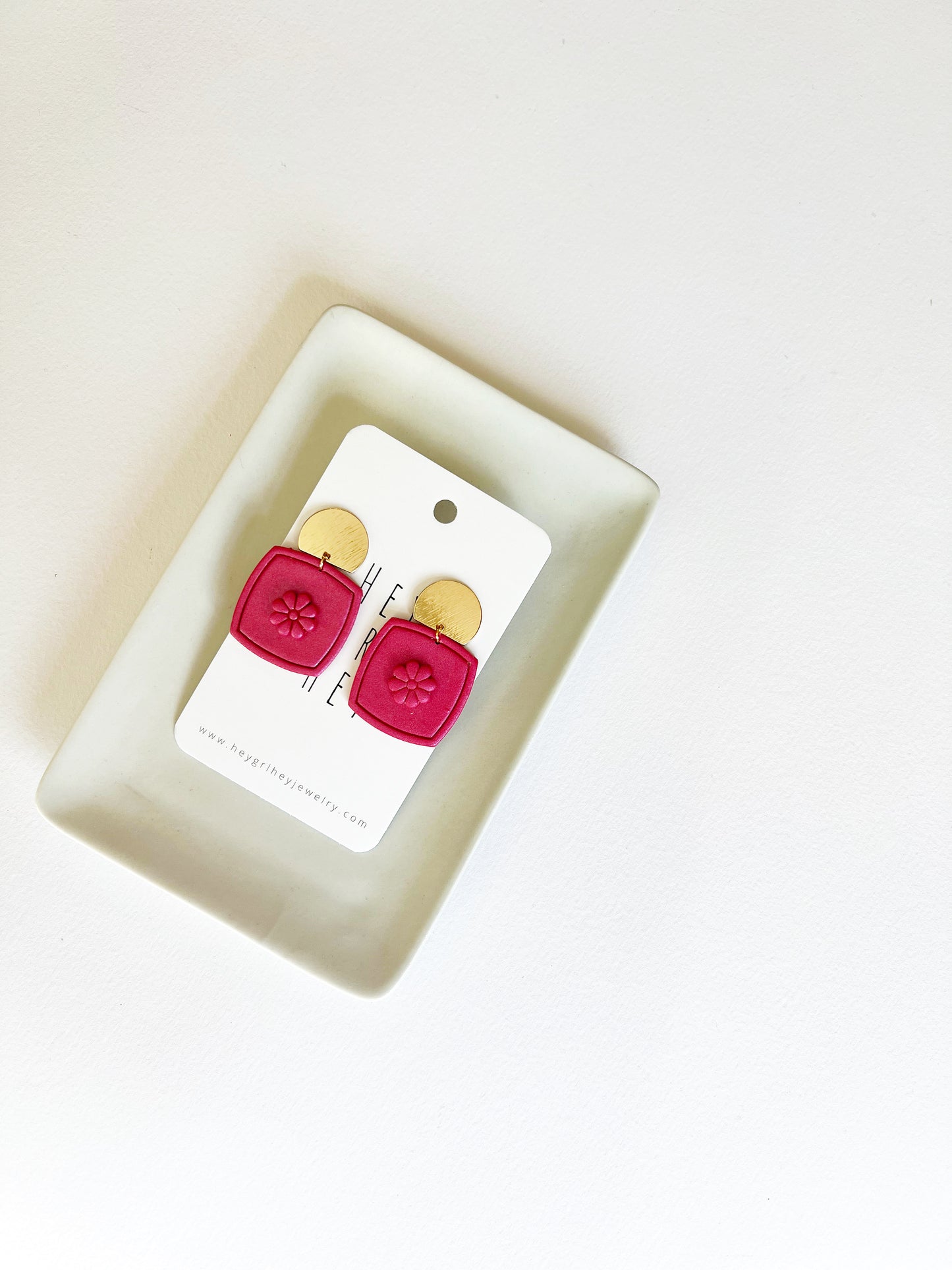 The Arabella Flower Earrings in Fuchsia