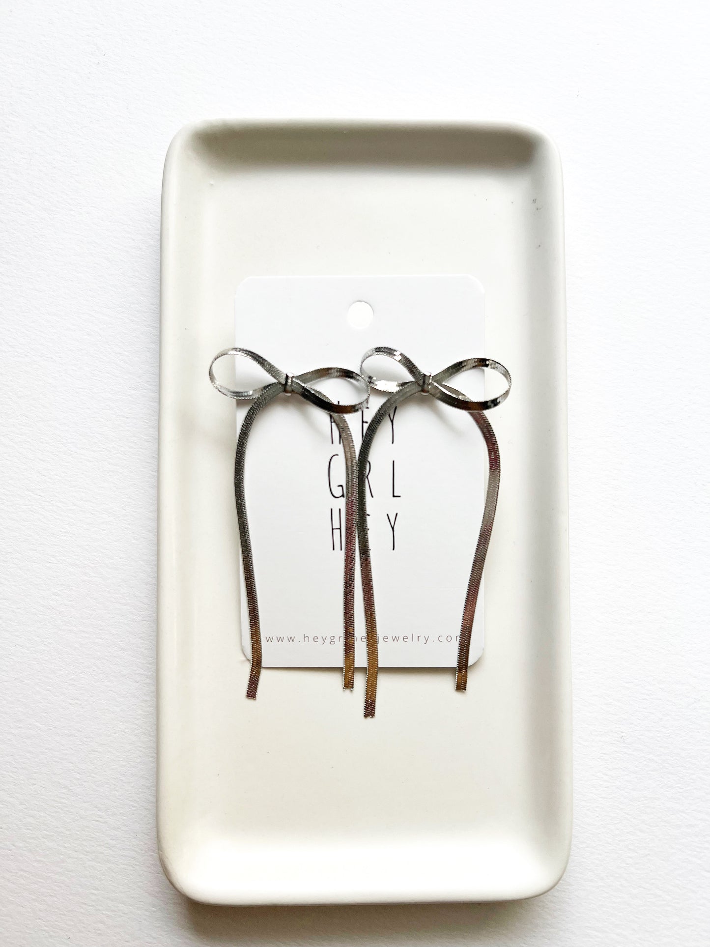 The Bexley Bow Earrings in Silver
