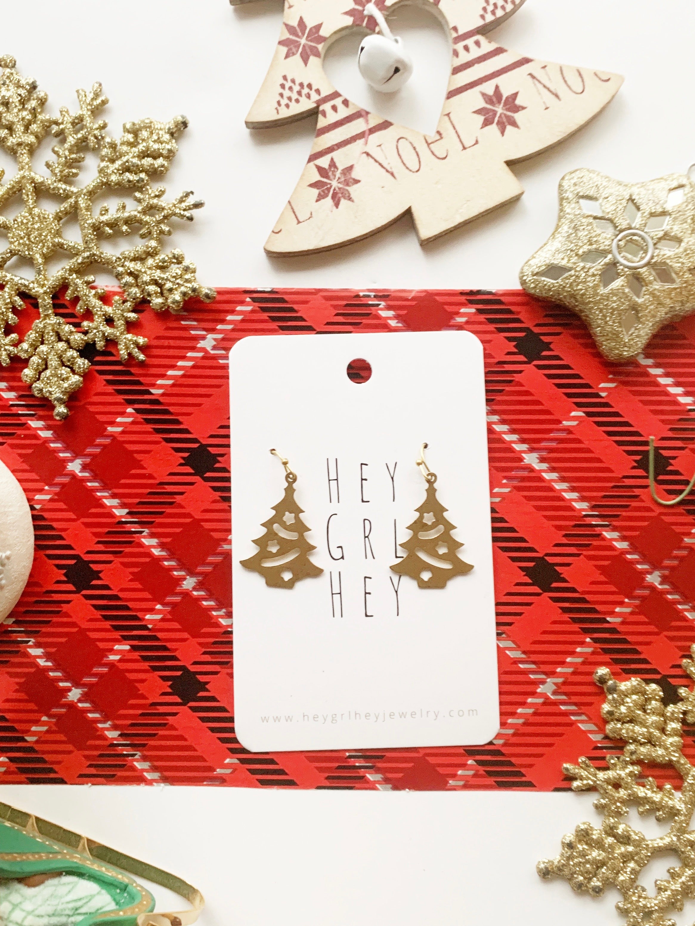 The Brass Christmas Tree Earrings
