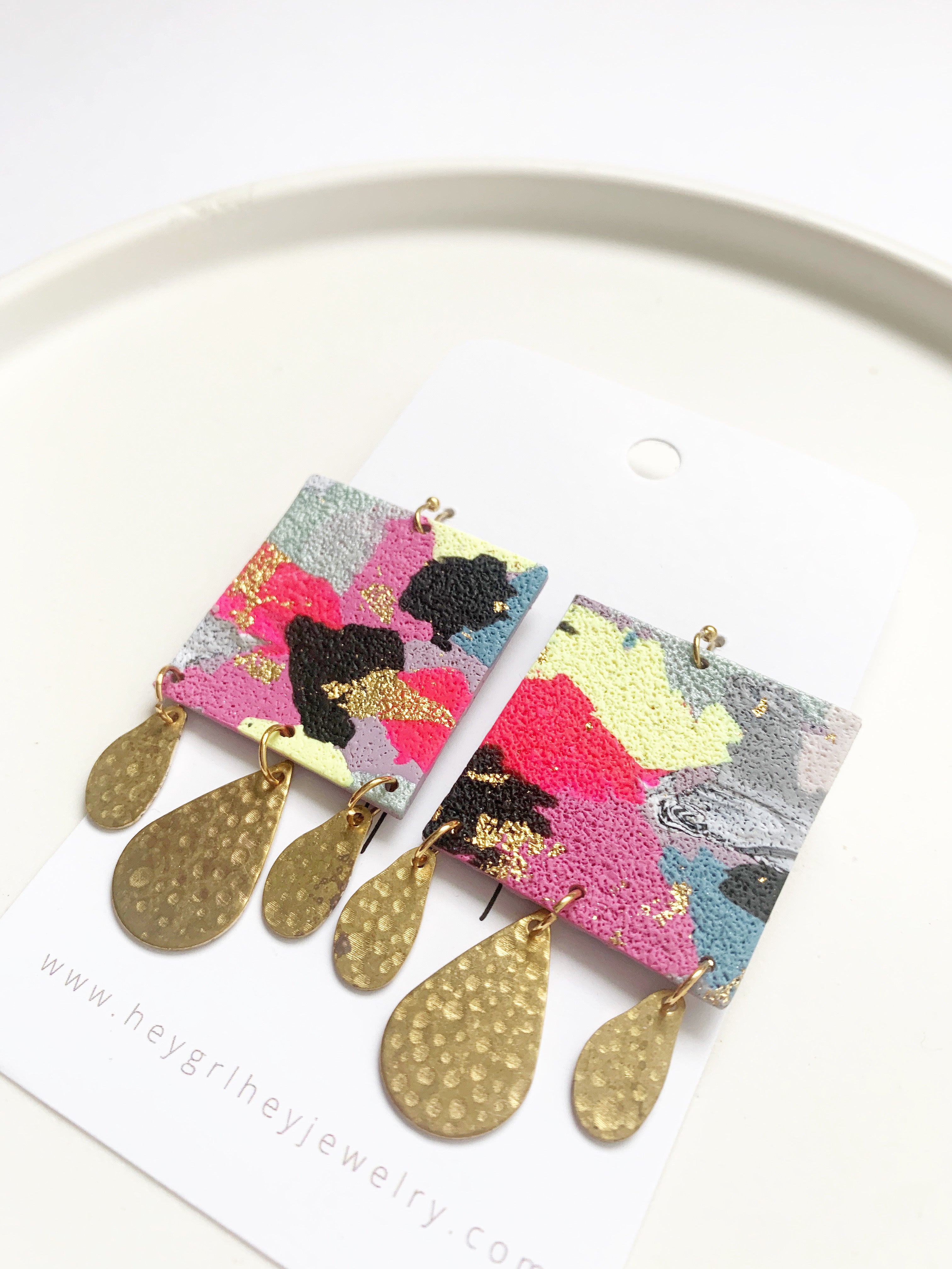 The Square Earrings in Multi Color