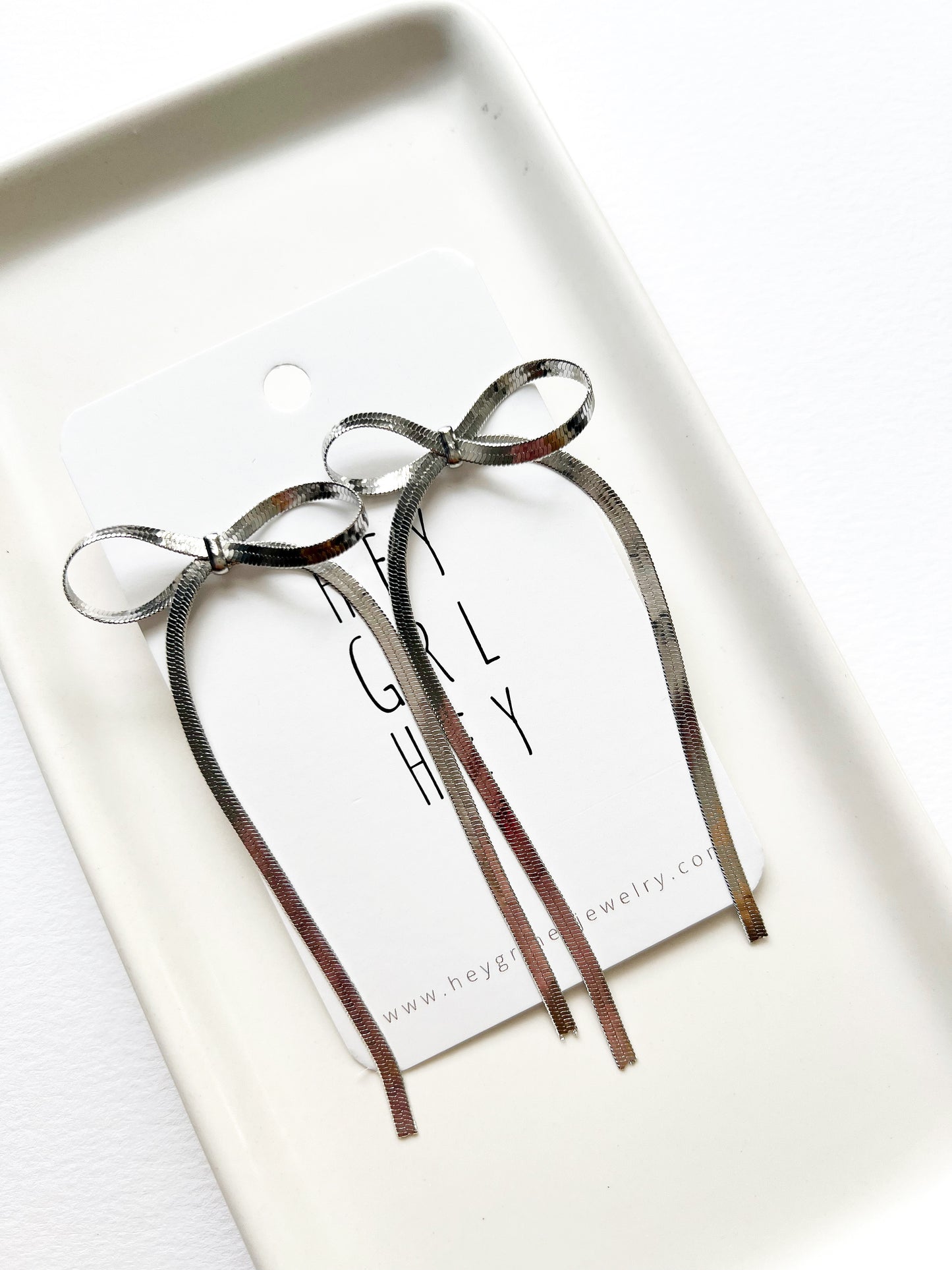 The Bexley Bow Earrings in Silver