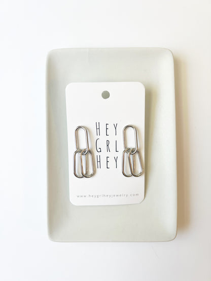 The Silver Double Chain Earrings
