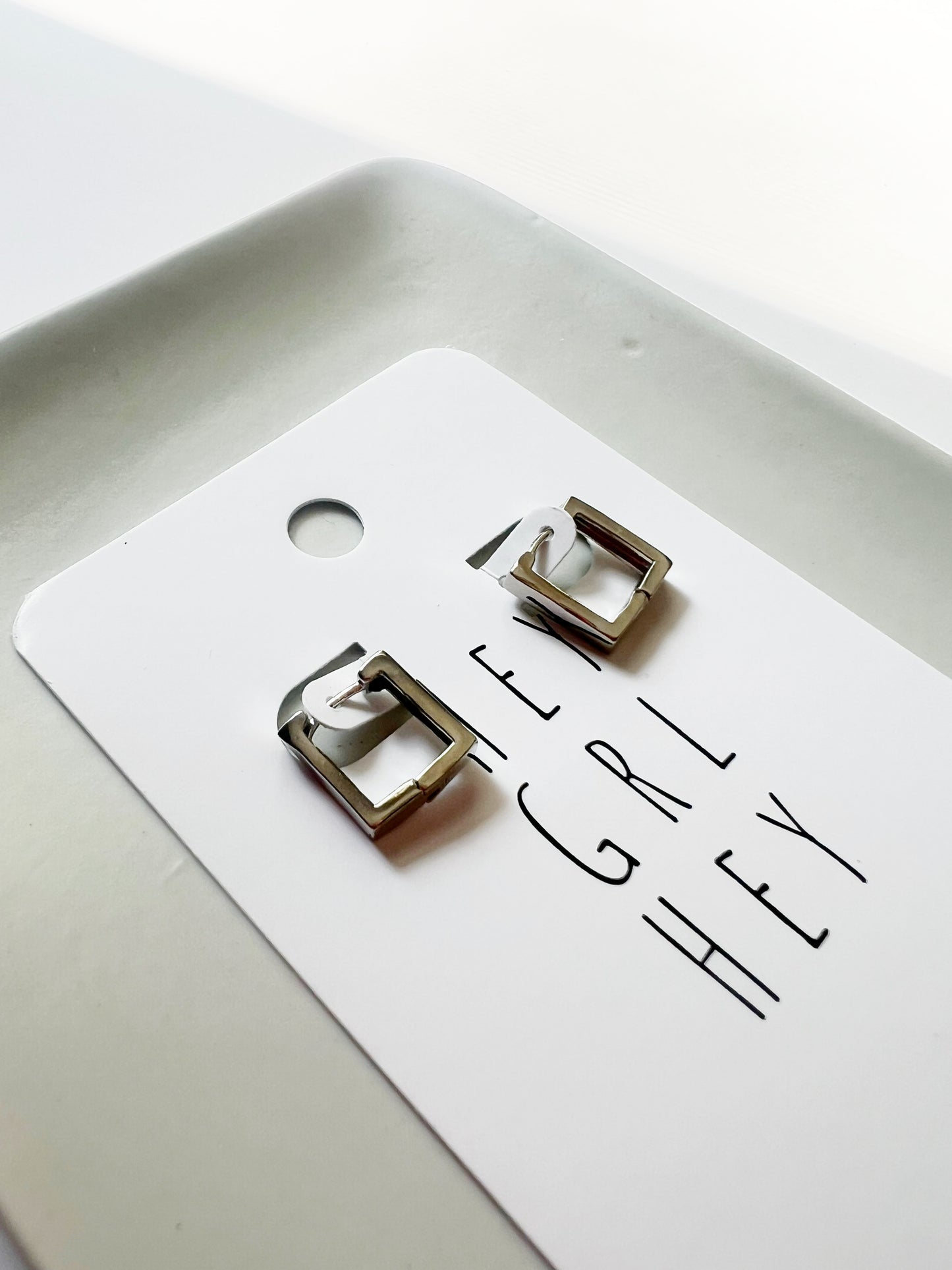 The Silver Square Hoops