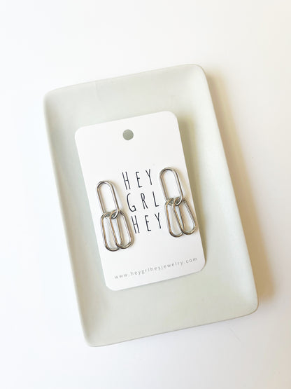 The Silver Double Chain Earrings