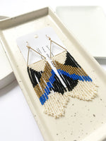 Load image into Gallery viewer, The Long Beaded Earrings in Blue
