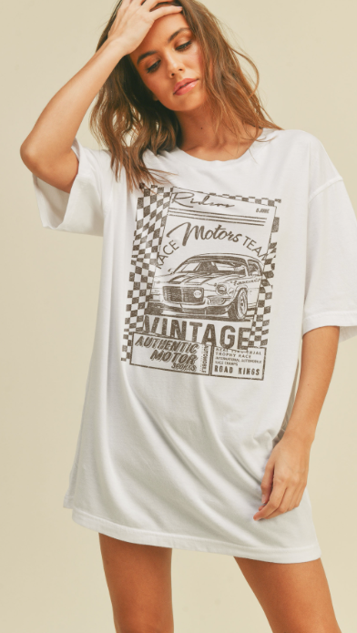 Vintage Racer Oversized Tee Shirt