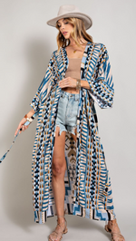Load image into Gallery viewer, Aztec Print Long Kimono
