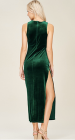 Load image into Gallery viewer, Holiday Green Eyelet Velvet Dress
