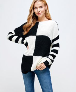 Black Colorblock Sweater