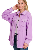 Load image into Gallery viewer, Oversized Fleece Shacket in Lavender
