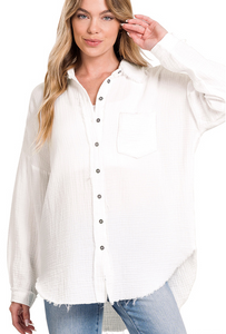 Oversized Gauze Shirt in White