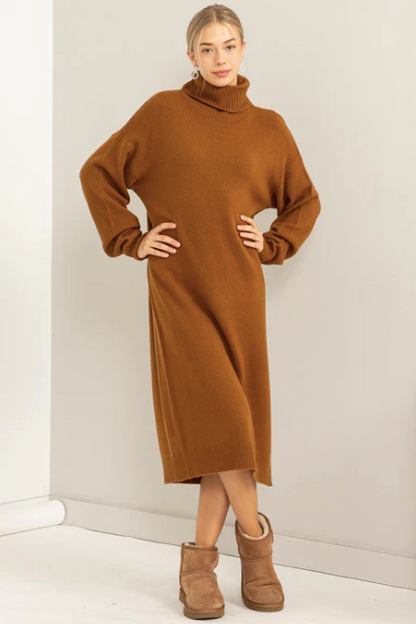 Turtleneck Sweater Midi Dress