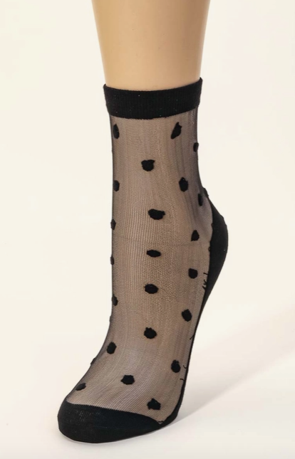 Polka Dot Mesh Socks in Black