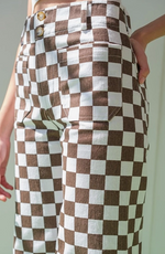 Load image into Gallery viewer, Cinnamon Checkerboard Denim Pants/Jeans
