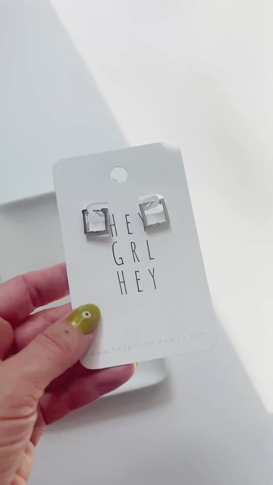 The Silver Square Hoops