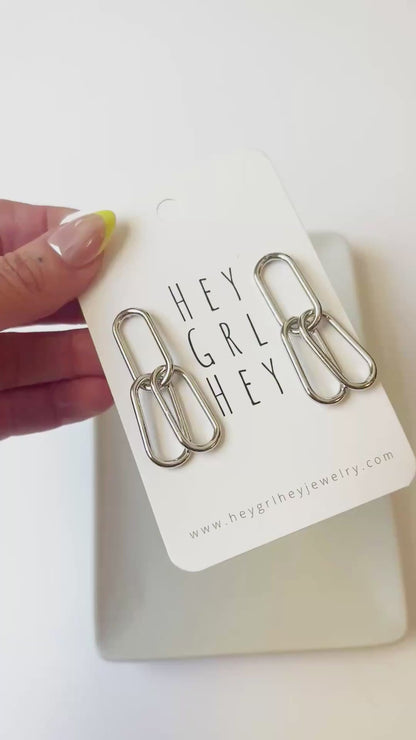 The Silver Double Chain Earrings