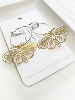 Load image into Gallery viewer, Moth Hoop Earrings
