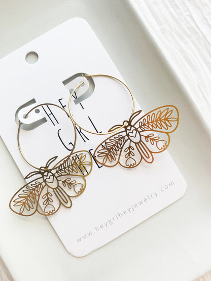 Moth Hoop Earrings