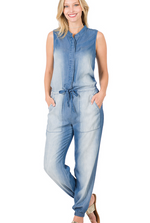 Load image into Gallery viewer, Chambray Indigo Romper
