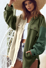 Load image into Gallery viewer, Olive Oversized Button Up Fleece Jacket
