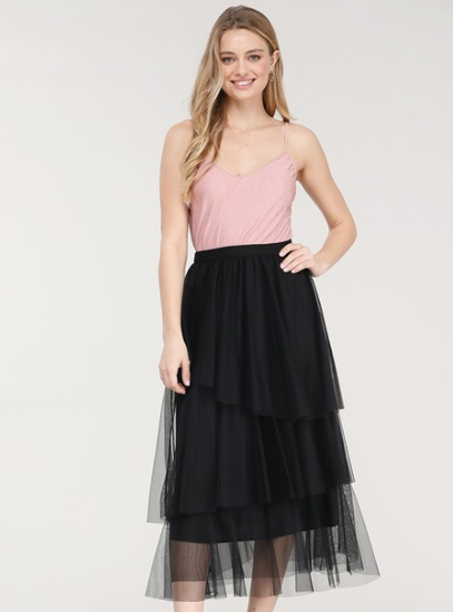 Asymmetrical Hem Tulle Skirt