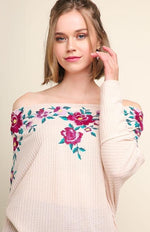 Load image into Gallery viewer, Pink Floral Off-the-Shoulder Top
