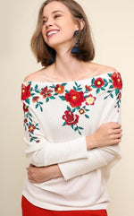 Load image into Gallery viewer, Red Floral Off-the-Shoulder Top
