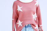 Load image into Gallery viewer, Distressed Star Sweater in Rose
