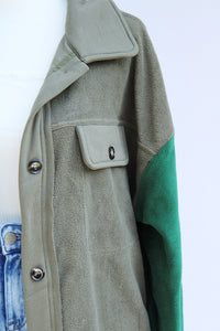 Olive Oversized Button Up Fleece Jacket